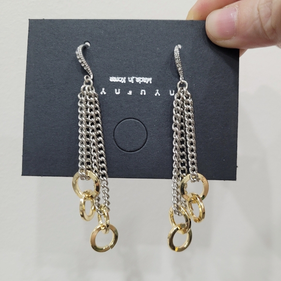 Brand New Gold & Silver Chain Dangle Earrings - Picture 2 of 6